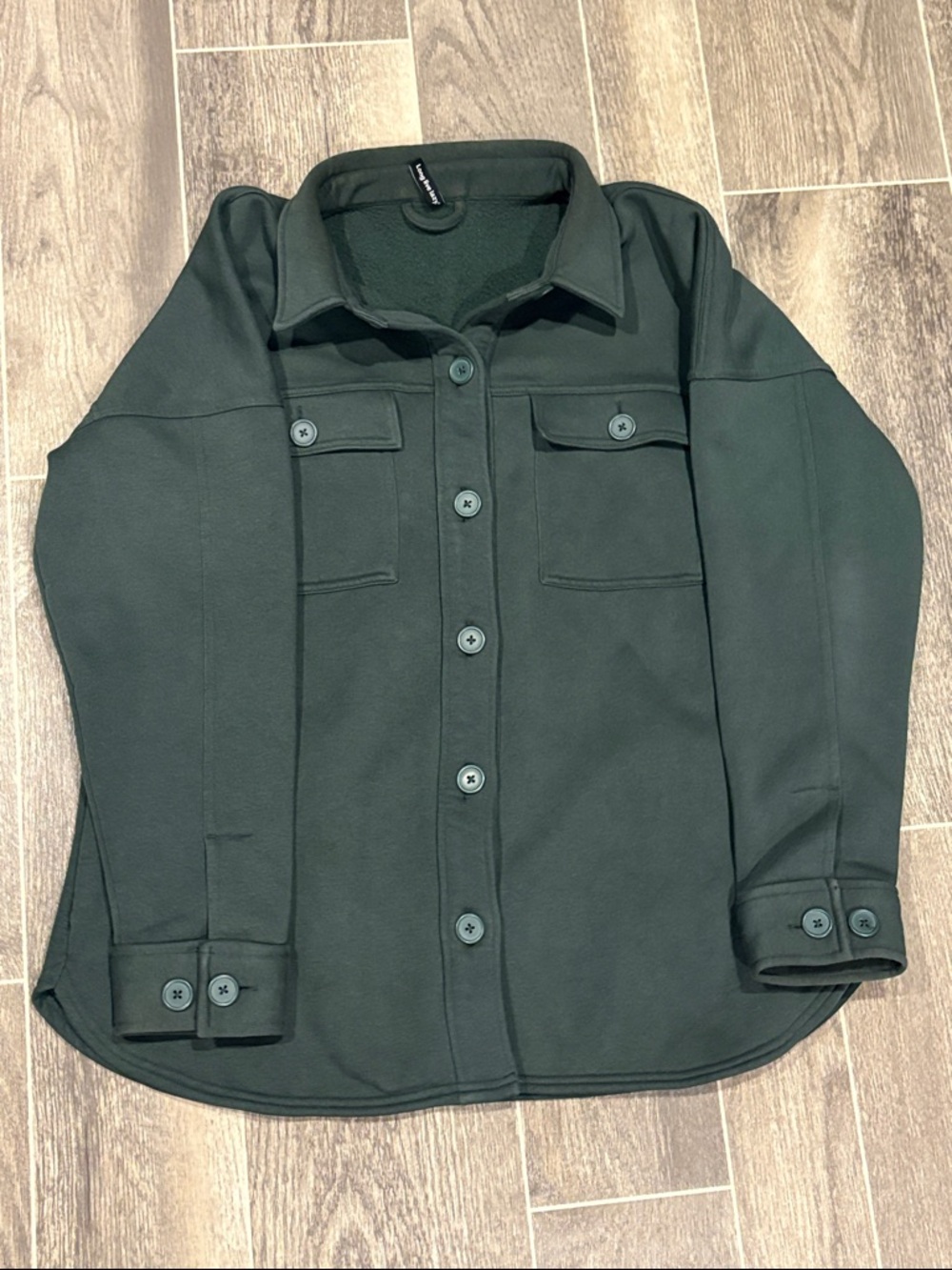 Women's Dark Green Button-Up Shacket